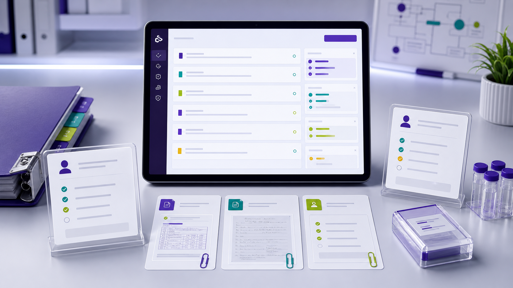 Study coordinator queue with protocol version, delegation and training status, source evidence, and monitor follow-up.